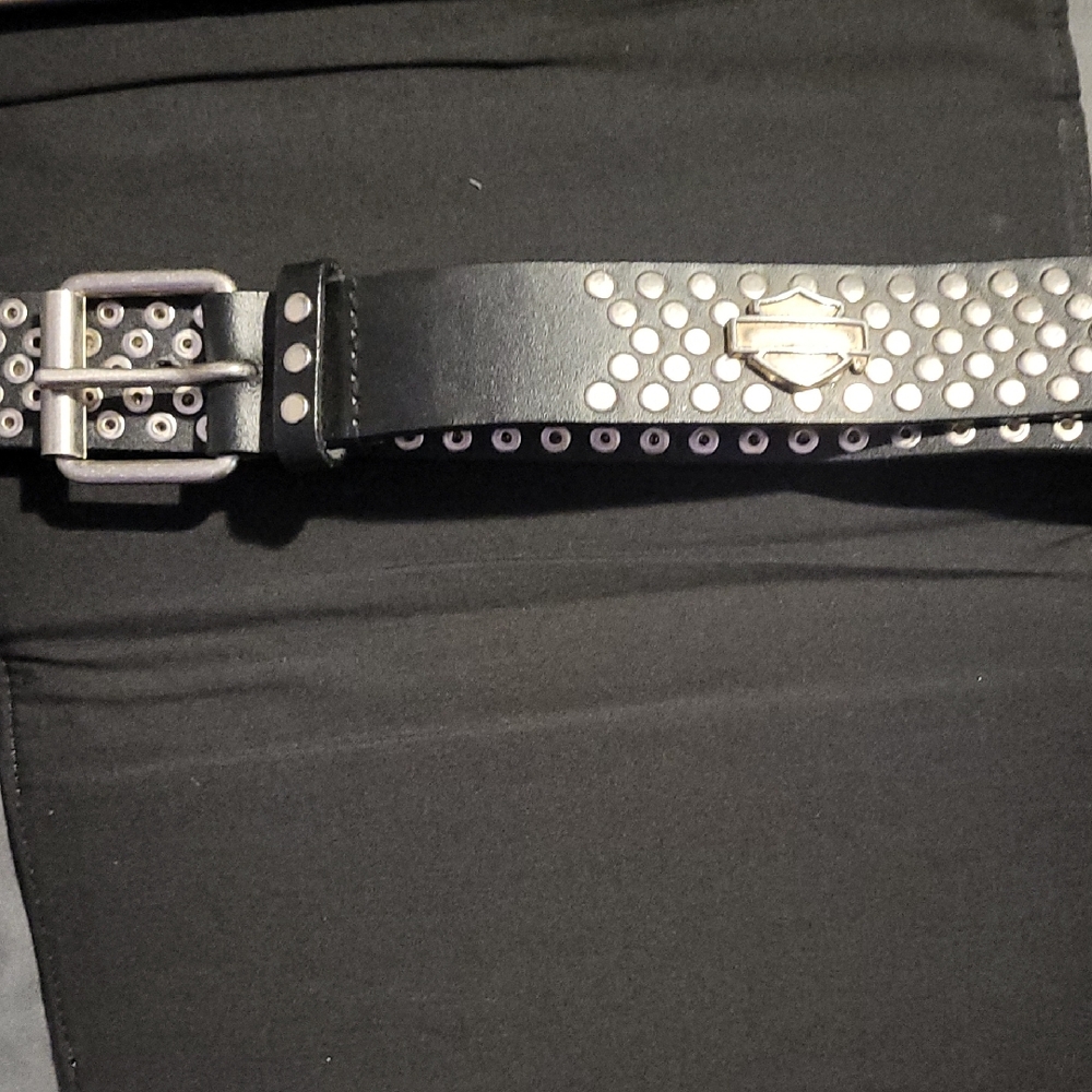 Harley Davidson Studded Black Leather Belt